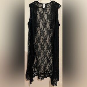 M•FASIS Black Lace Sleeveless Duster- Size XL